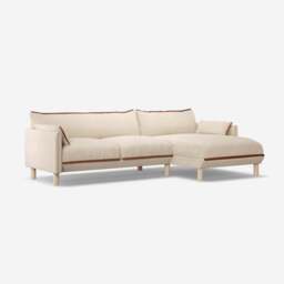 Cozy 4 Seater RH Chaise Sofa - Cream Textured Weave