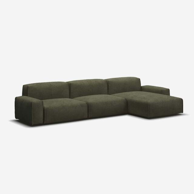 Float 5 Seater RH Chaise Sofa - Green Boucle II - image 1
