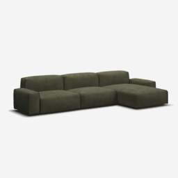 Float 5 Seater RH Chaise Sofa - Green Boucle II - thumbnail 1