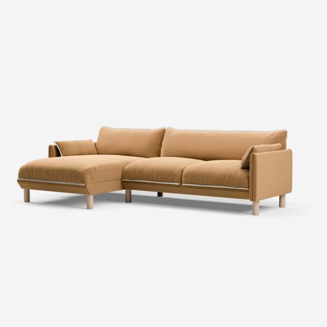 Cozy 4 Seater LH Chaise Sofa - Ochre Cotton - image 1