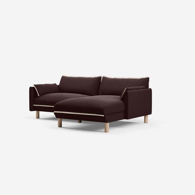 Cozy 3 Seater RH Chaise Sofa - Dark Brown Velvet - image 1