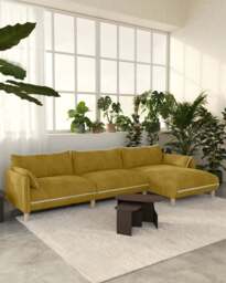 Cozy 5 Seater RH Chaise Sofa - Mustard Velvet - thumbnail 6