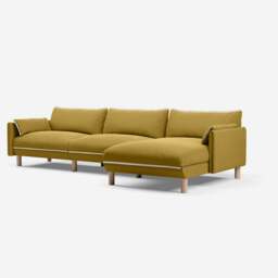 Cozy 5 Seater RH Chaise Sofa - Mustard Velvet - thumbnail 1