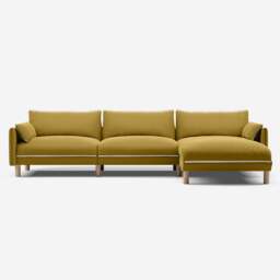 Cozy 5 Seater RH Chaise Sofa - Mustard Velvet - thumbnail 3