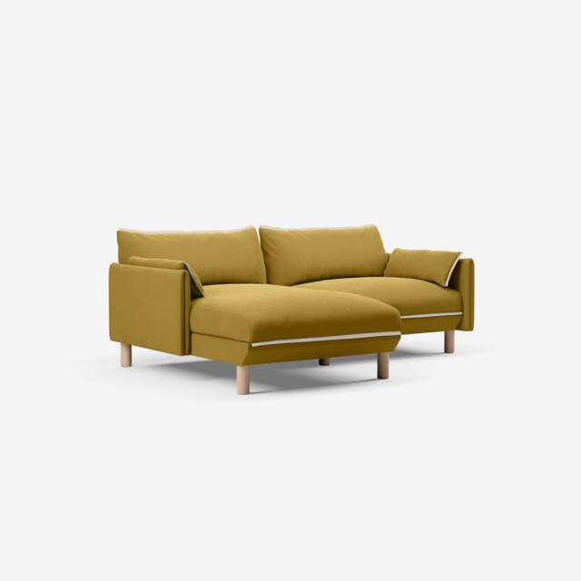 Cozy 3 Seater LH Chaise Sofa - Mustard Velvet - image 1