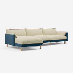 Cozy 5 Seater LH Chaise Sofa - Teal Velvet