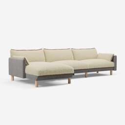 Cozy 5 Seater LH Chaise Sofa - Salt & Pepper Textured Weave - thumbnail 1