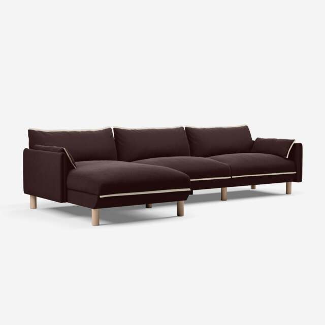 Cozy 5 Seater LH Chaise Sofa - Dark Brown Velvet - image 1