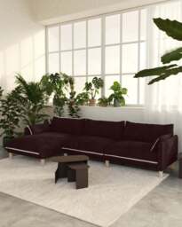 Cozy 5 Seater LH Chaise Sofa - Dark Brown Velvet - thumbnail 6