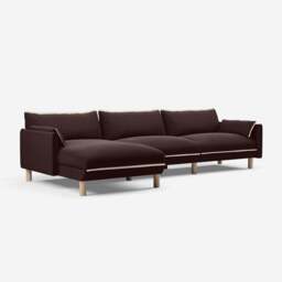 Cozy 5 Seater LH Chaise Sofa - Dark Brown Velvet