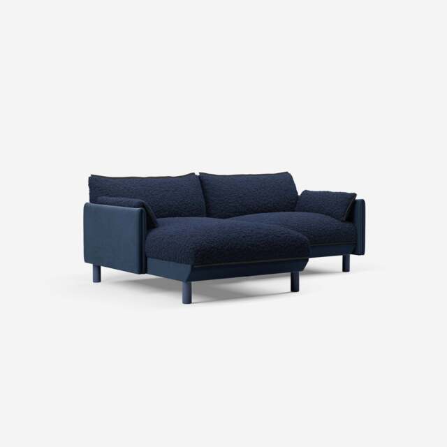 Cozy 3 Seater LH Chaise Sofa - Midnight Blue Velvet - image 1