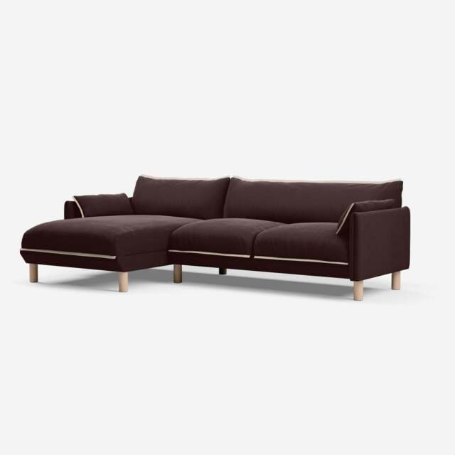 Cozy 4 Seater LH Chaise Sofa - Dark Brown Velvet - image 1