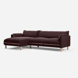 Cozy 4 Seater LH Chaise Sofa - Dark Brown Velvet