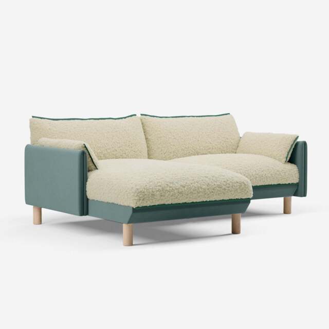 Cozy 3 Seater LH Chaise Sofa - Sage Cotton - image 1