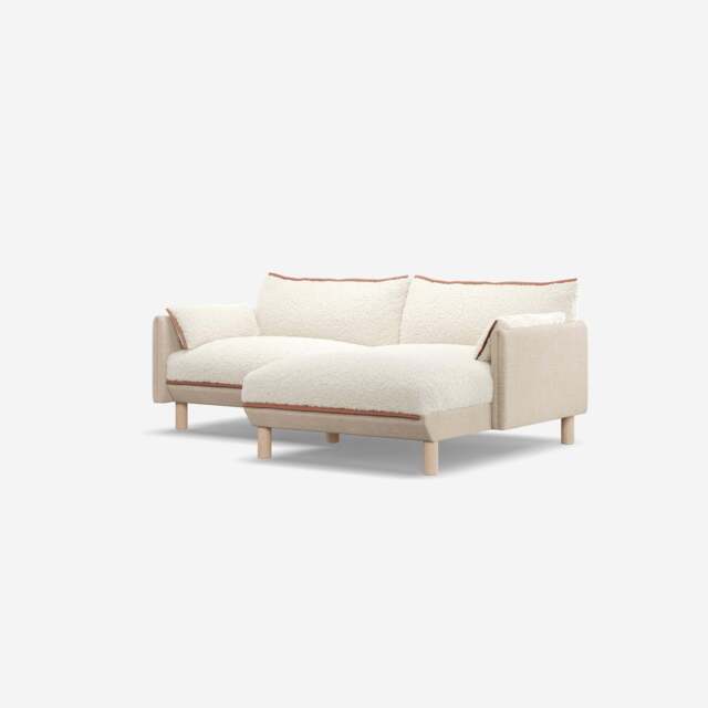 Cozy 3 Seater RH Chaise Sofa - Cream Textured Weave - image 1