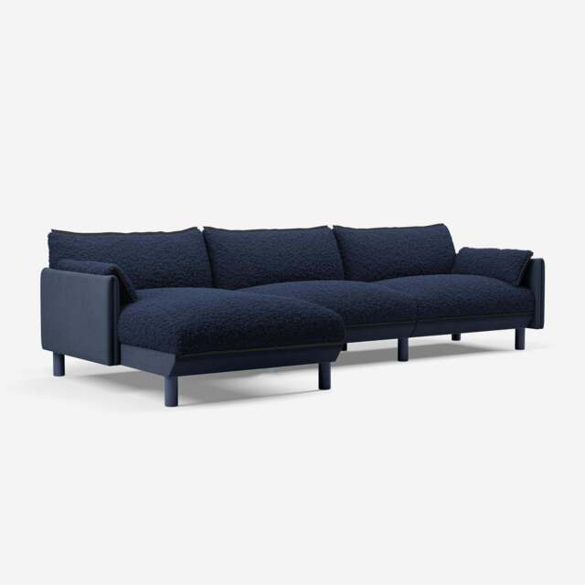 Cozy 5 Seater LH Chaise Sofa - Navy Cotton - image 1