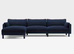 Cozy 5 Seater LH Chaise Sofa - Navy Cotton - thumbnail 3