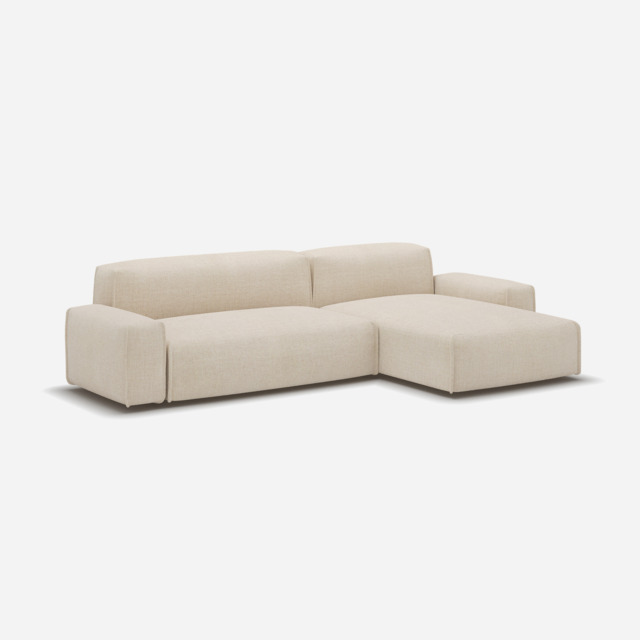 Float 4 Seater RH Chaise Sofa - Cream Textured Weave - image 1