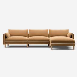 Cozy 5 Seater RH Chaise Sofa - Ochre Cotton - thumbnail 3