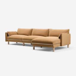 Cozy 5 Seater RH Chaise Sofa - Ochre Cotton - thumbnail 1
