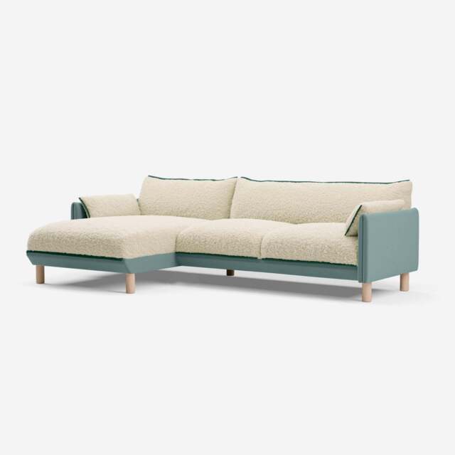 Cozy 4 Seater LH Chaise Sofa - Sage Cotton - image 1