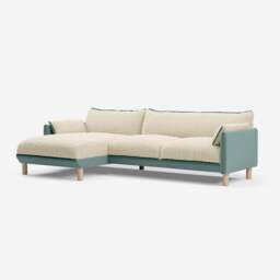 Cozy 4 Seater LH Chaise Sofa - Sage Cotton - thumbnail 1