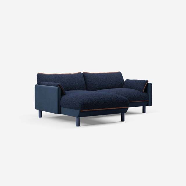 Cozy 3 Seater LH Chaise Sofa - Midnight Blue Velvet - image 1