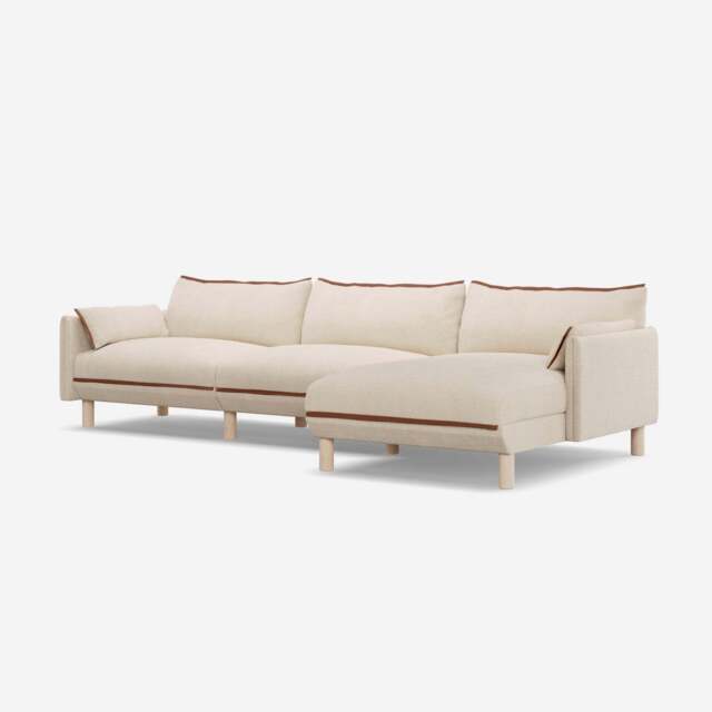 Cozy 5 Seater RH Chaise Sofa - Cream Textured Weave - image 1