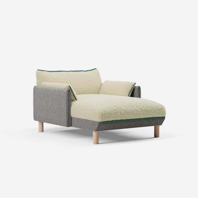 Cozy 1.5 Seater Chaise Sofa - Salt & Pepper Textured Weave - image 1