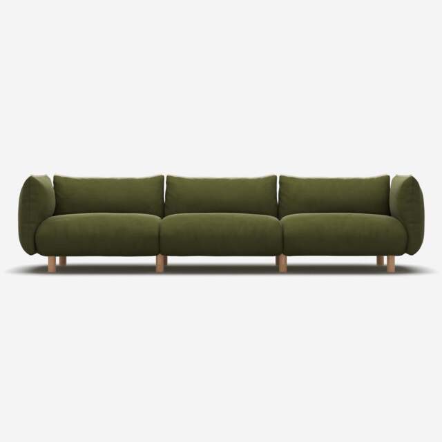 Pillow 5 Seater Sofa - Dark Green Velvet - image 1