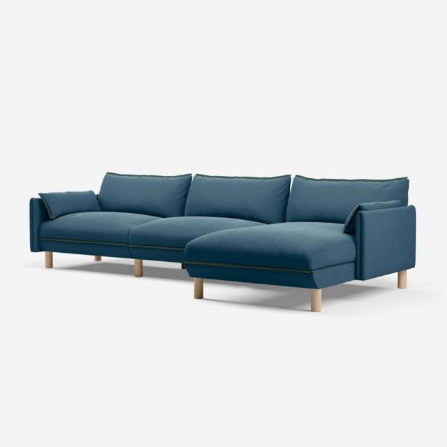 Cozy 5 Seater RH Chaise Sofa - Teal Velvet - image 1