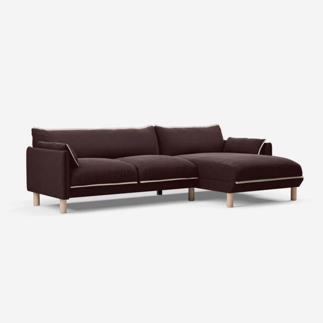 Cozy 4 Seater RH Chaise Sofa - Dark Brown Velvet - image 1