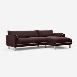 Cozy 4 Seater RH Chaise Sofa - Dark Brown Velvet