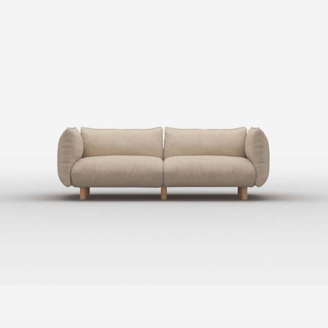 Pillow 3 Seater Sofa - Cream Textured Weave - image 1