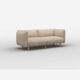 Pillow 3 Seater Sofa - Cream Textured Weave - thumbnail 4