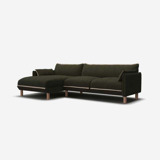 Cozy 4 Seater LH Chaise Sofa - Green Boucle II - image 1