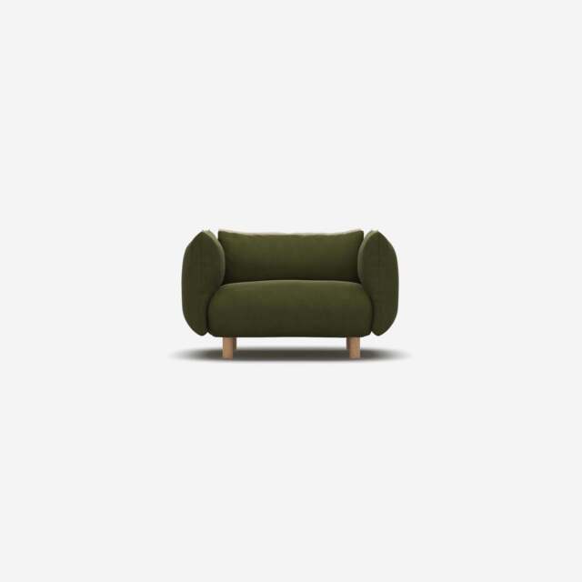 Pillow 1.5 Seater Sofa - Dark Green Velvet - image 1