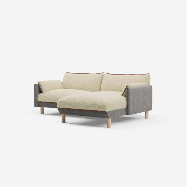 Cozy 3 Seater RH Chaise Sofa - Salt & Pepper Textured Weave - image 1