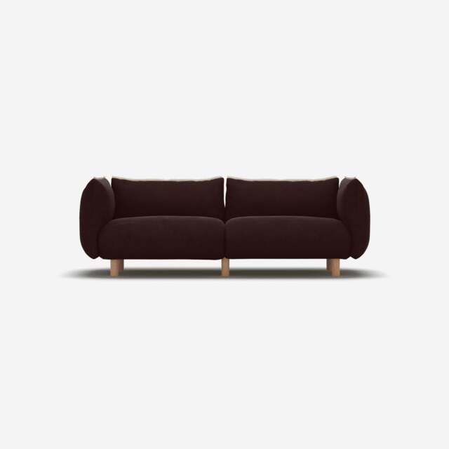 Pillow 3 Seater Sofa - Dark Brown Velvet - image 1