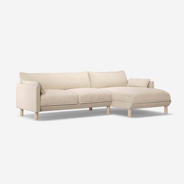 Cozy 4 Seater RH Chaise Sofa - Cream Textured Weave - image 1