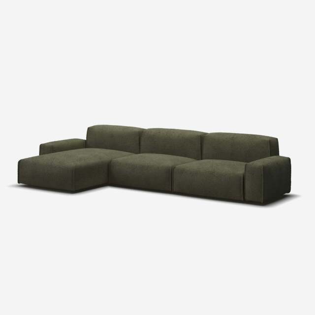 Float 5 Seater LH Chaise Sofa - Green Boucle II - image 1