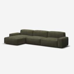 Float 5 Seater LH Chaise Sofa - Green Boucle II