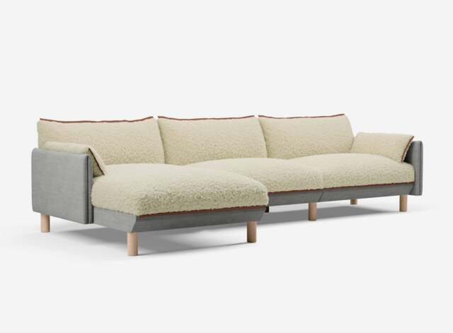 5 Seater LH Chaise Sofa - Light Grey Weave