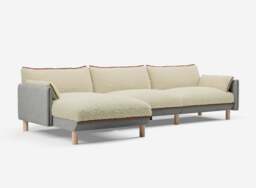 5 Seater LH Chaise Sofa - Light Grey Weave - thumbnail 1