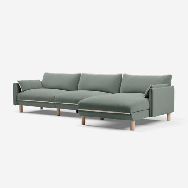 Cozy 5 Seater RH Chaise Sofa - Sage Cotton - image 1