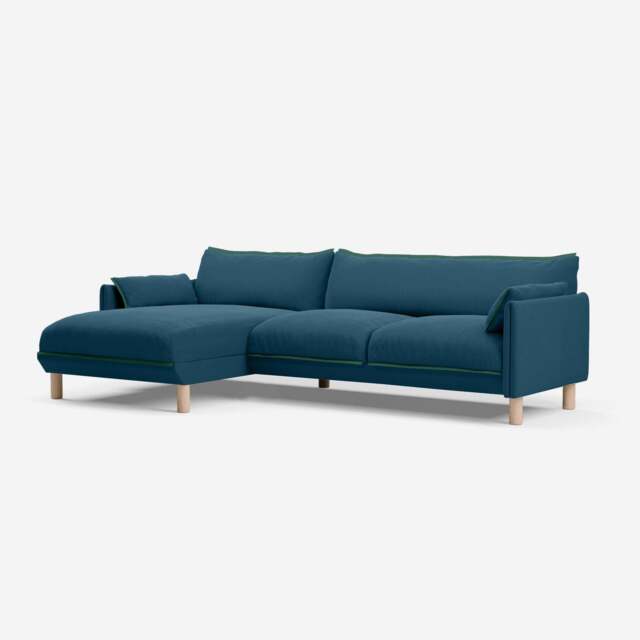 Cozy 4 Seater LH Chaise Sofa - Teal Velvet - image 1