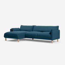 Cozy 4 Seater LH Chaise Sofa - Teal Velvet - thumbnail 1