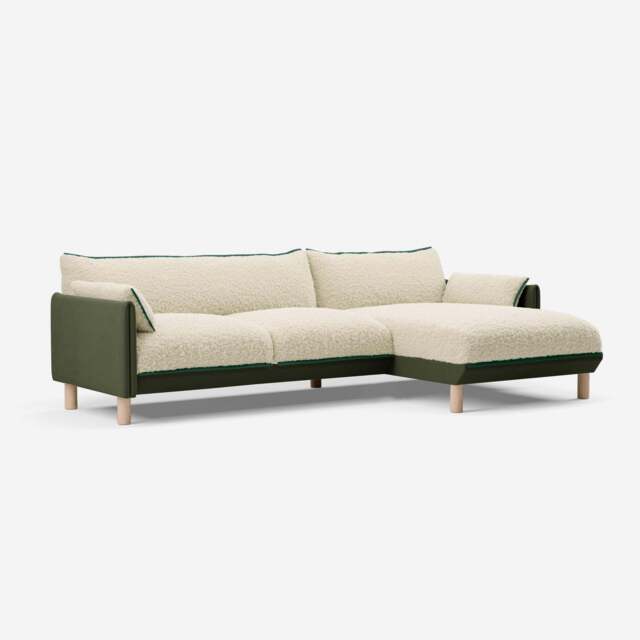 Cozy 4 Seater RH Chaise Sofa - Dark Green Velvet - image 1