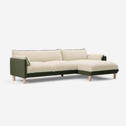 Cozy 4 Seater RH Chaise Sofa - Dark Green Velvet