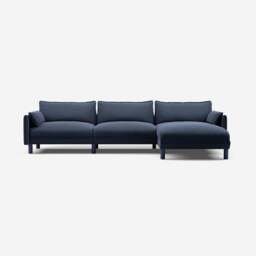 Cozy 5 Seater RH Chaise Sofa - Navy Cotton - thumbnail 3